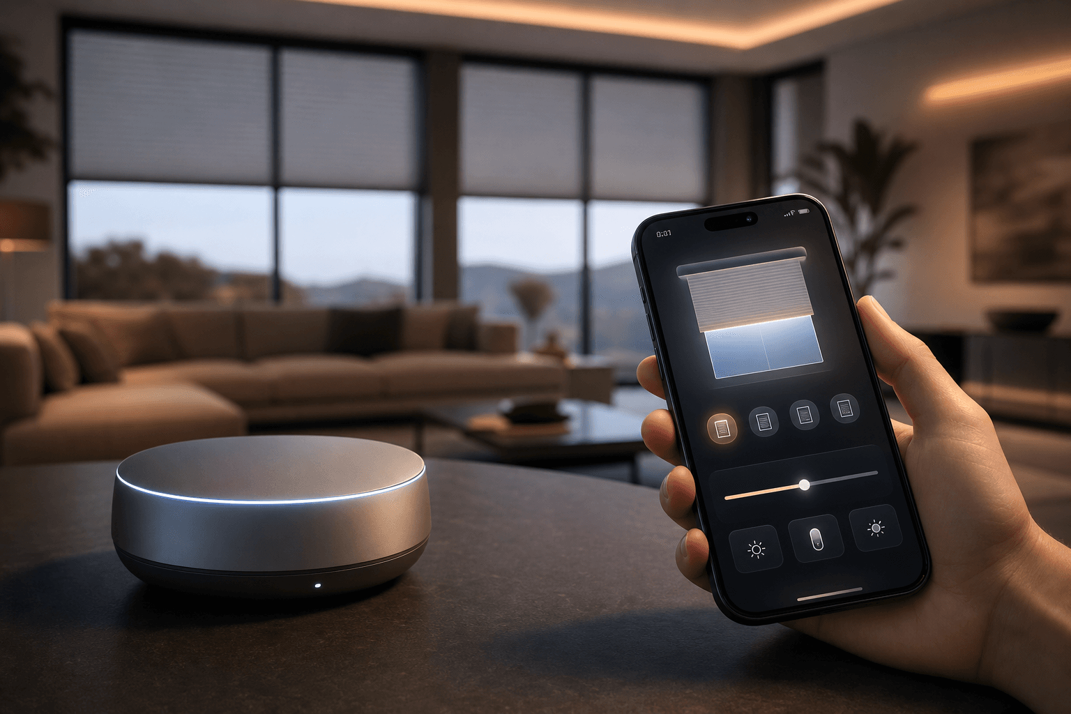 Smart hub and phone control for automated shading