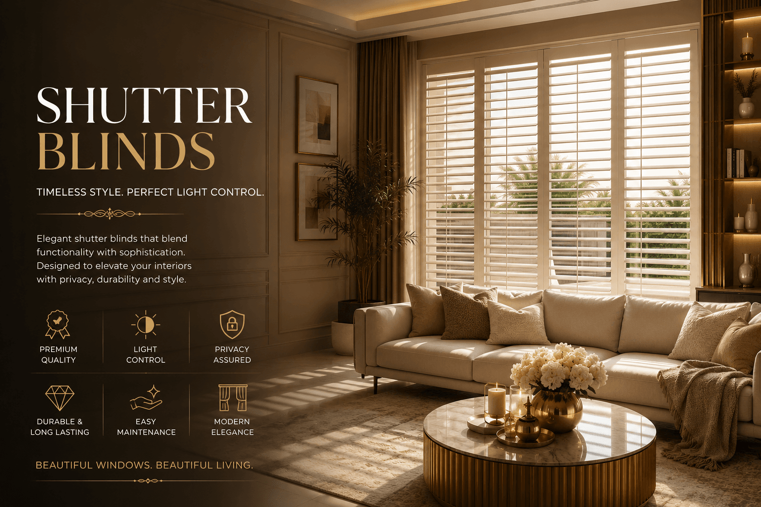 Wooden blind finish